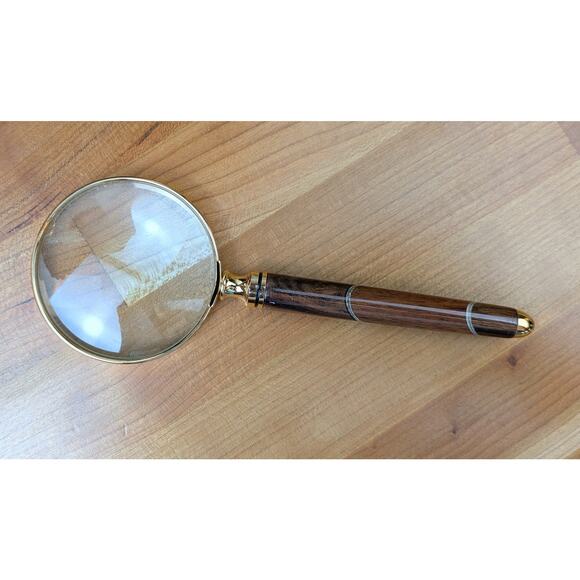 Walnut & Maple Wood Handle Magnifying Glass 7" Handcrafted USA Handheld Gift - Picture 6 of 8